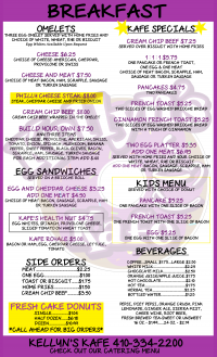 Menu - Kellyn's Kafe